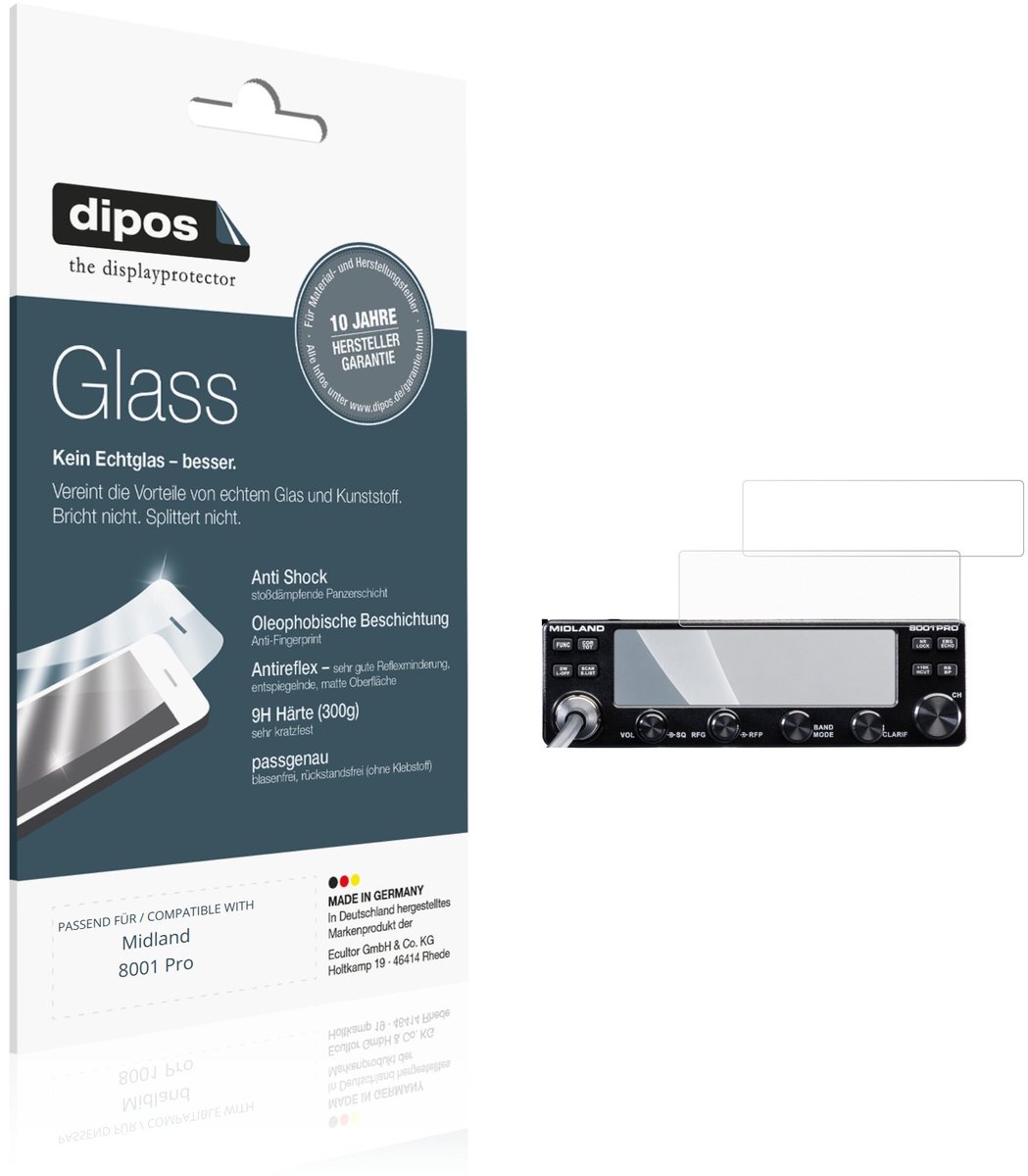 dipos – 2x Matte Pantserfolie geschikt voor Midland 8001 Pro | 9H Screenprotector