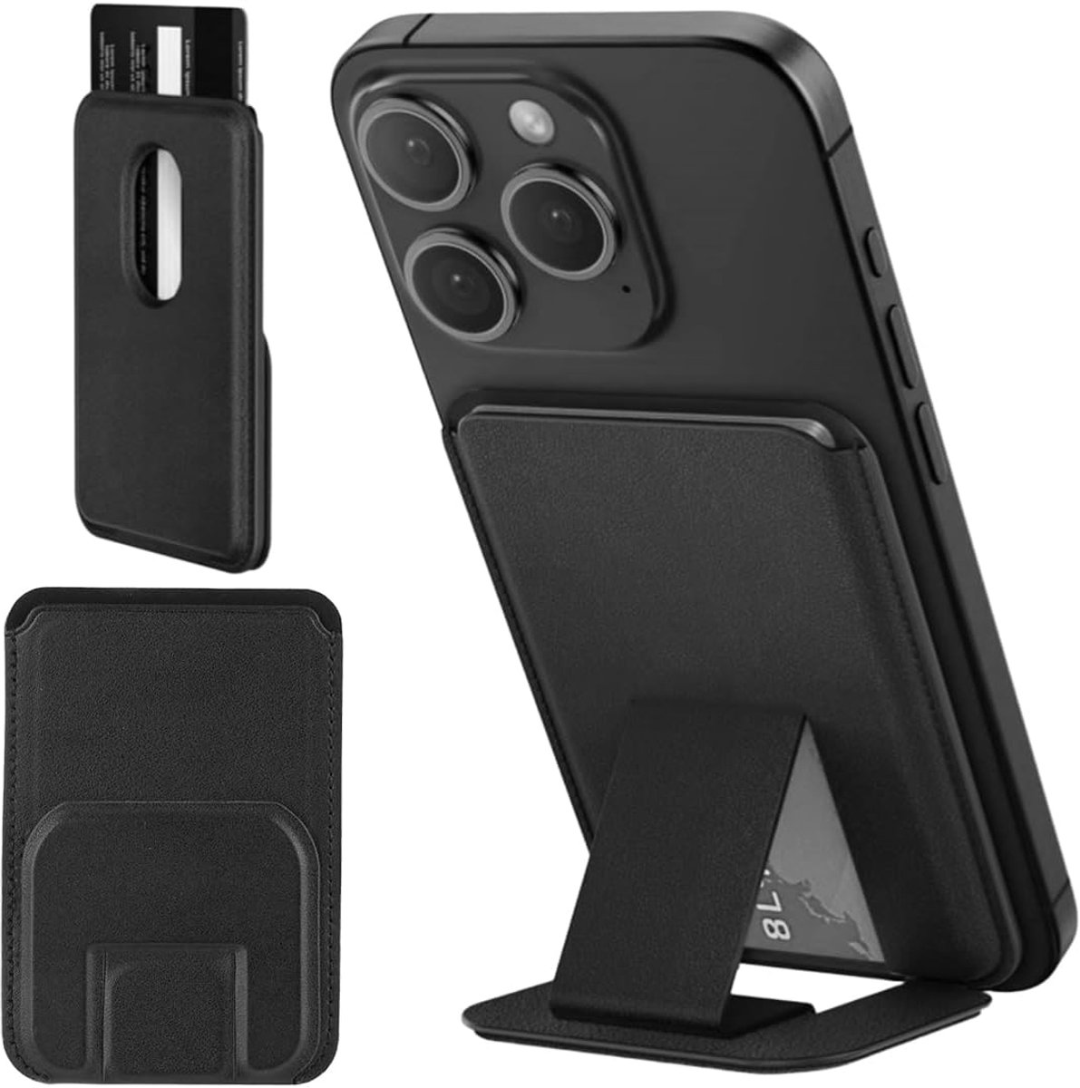 Compatibel met magneet Schwarzmagsafe Wallet leer, voor MagSafe Portemonnee, wallet tracker