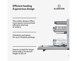 Klarstein Vaatwasser Luxara inbouw – geïntegreerde vaatwasser voor 14 couverts, met 8 programma's, AquaStop protectie, eco wasprogramma en gering waterverbruik,6L - voor Keuken - Snelprogramma - glas - Dishwasher - Afwasmachine