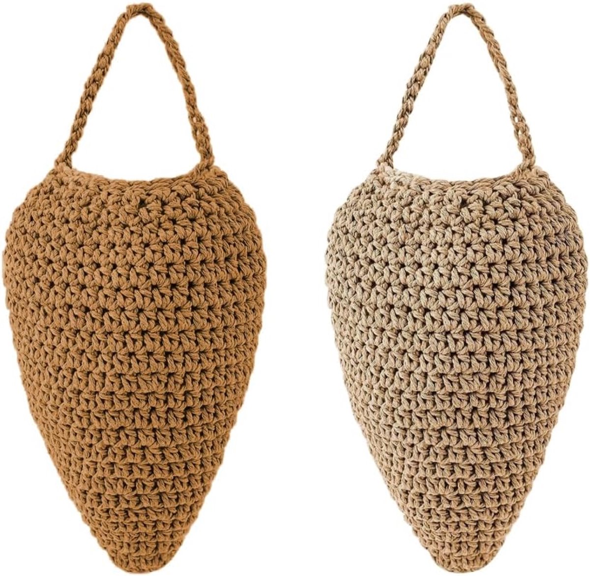 Gehaakt Nep Wespennest - 2 stuks - Wespenschrik & Wespenverjager van Katoen - Kunstmatig wespennest - voor Terras, Balkon, Overkapping & Tuin - 20 x 36 cm - Lichtbruin & Donkerbruin