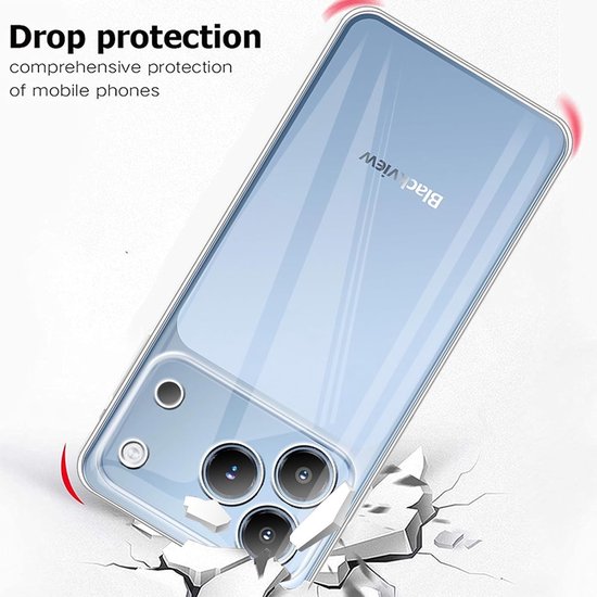 Beschermhoes voor Blackview Wave 7C met 2 stuks gehard glas - Zachte siliconen, schokbestendig, ultradun en krasbestendig TPU-design — afbeelding 2