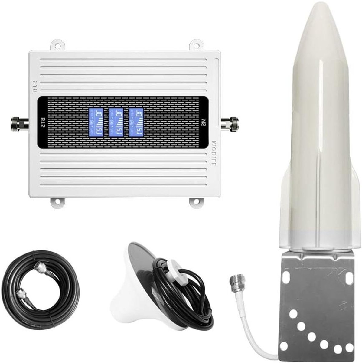 Signaalversterker - LTE antenne Wifi - Verbeteren mobiel bereik - Hoge versterking 70 dB - LCD display - Wit