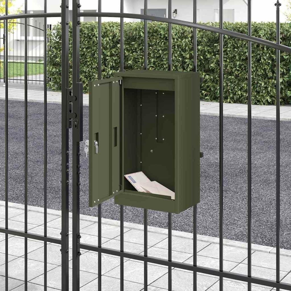 Brievenbus met deur - Postbak buiten - Post veilig ontvangen - Waterdicht staal - 30 x 20 x 55 cm