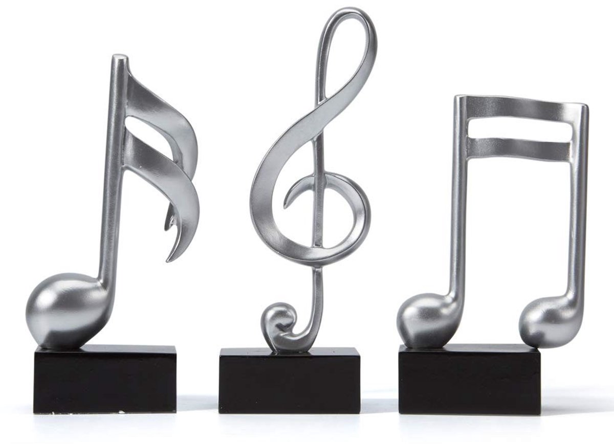 Omgoods - 3-delige Muzikale Noten Beeldjes - Decoratie voor Woonkamer en Kantoor