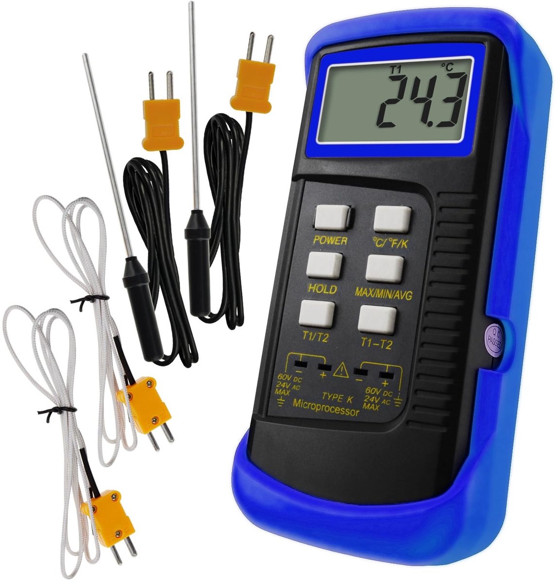Omgoods - Digitale K-Type Thermometer met 4 Thermokoppels voor Hoge Temperatuur
