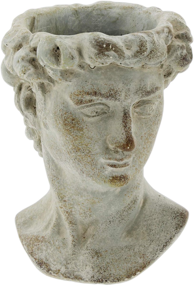 Omgoods - Antique Style Greek Statue Head Planter - Cement Face Pot