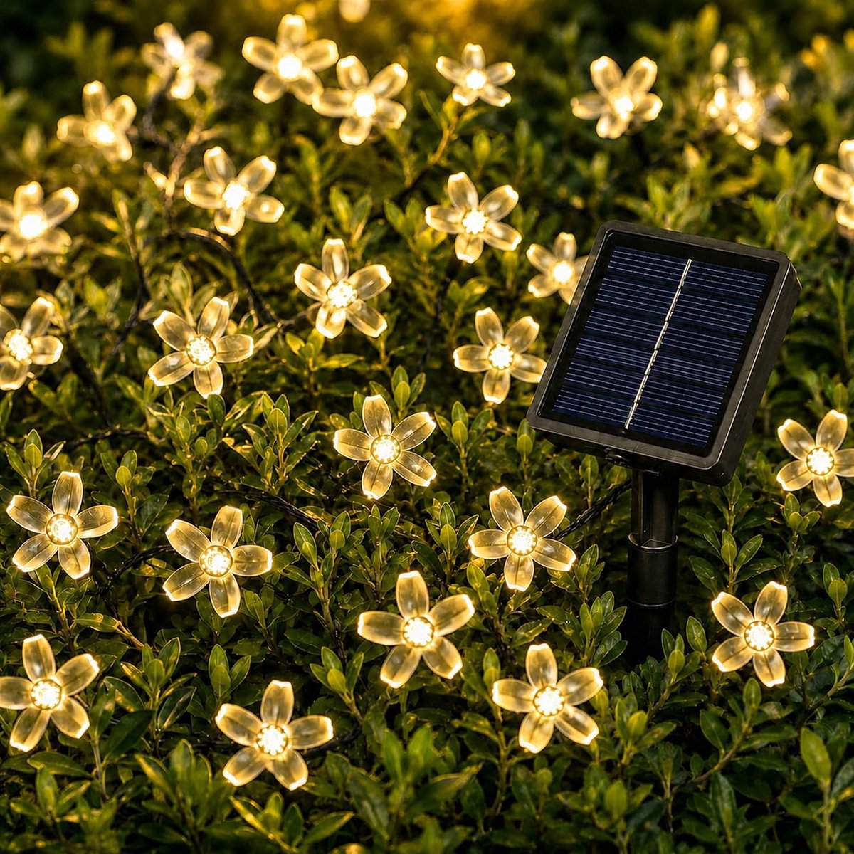 KZQ Zonne-led-ketting met kersenbloesemdesign, 5 meter met 20 warmwitte leds en 8 verschillende standen, weerbestendig en superhelder, ideaal voor tuin, balkon, bruiloft, feest, festival en kerstversiering