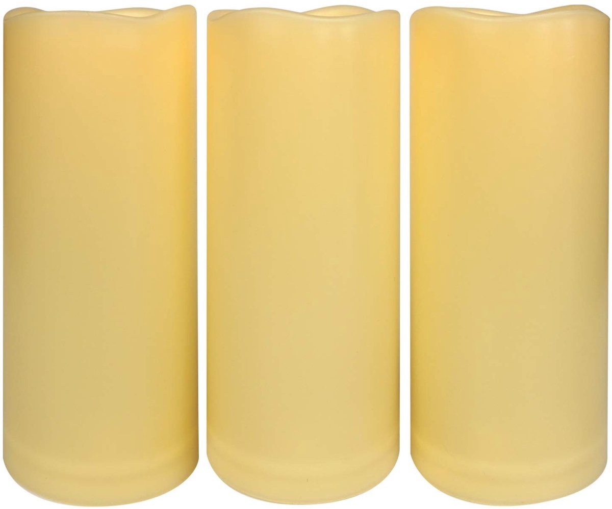 Omgoods - 3x 8 Inch Waterdichte LED Vlamloze Kaarsen - Voor Buiten Gebruik met Timer