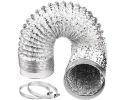 Draagbare airconditioningslang, 100 mm, flexibele ventilatieslang van PVC en aluminium, geschikt voor afzuigventilatoren, airconditioners, drogers en afzuigkappen,Zilver 1m