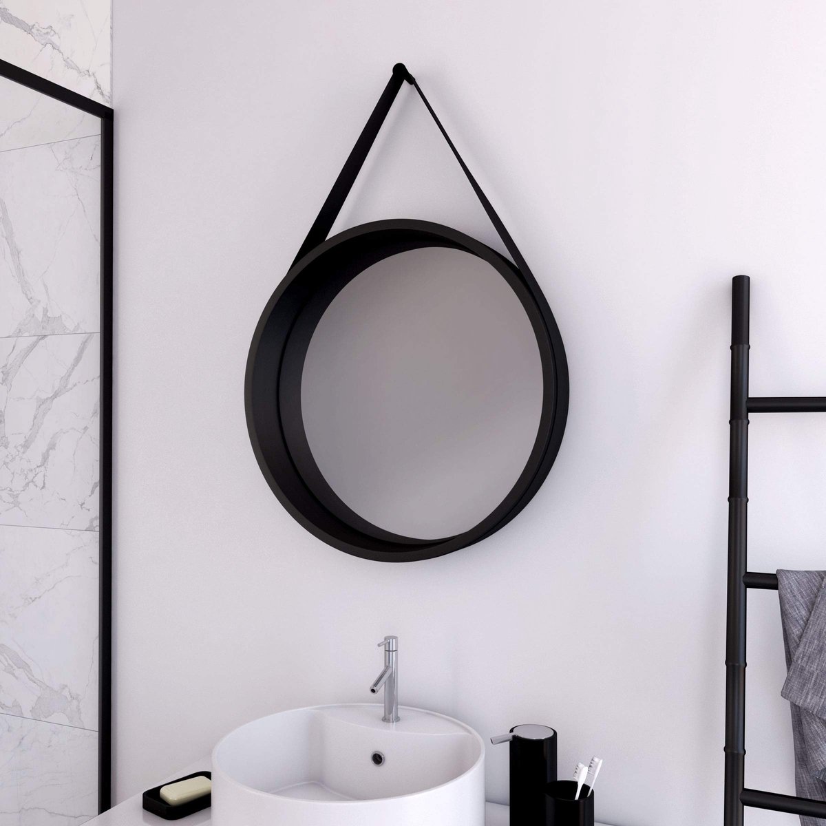 Omgoods - LAV480 Badkamer Spiegel Rond, Matte Zwart - Scandinavisch Design