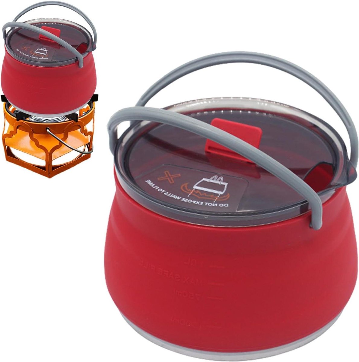 Opvouwbare Waterkoker - Reisketel Zachte Theepot - Warme Dranken Maken - Ruimtebesparend Ontwerp - 16 x 16 x 5 cm