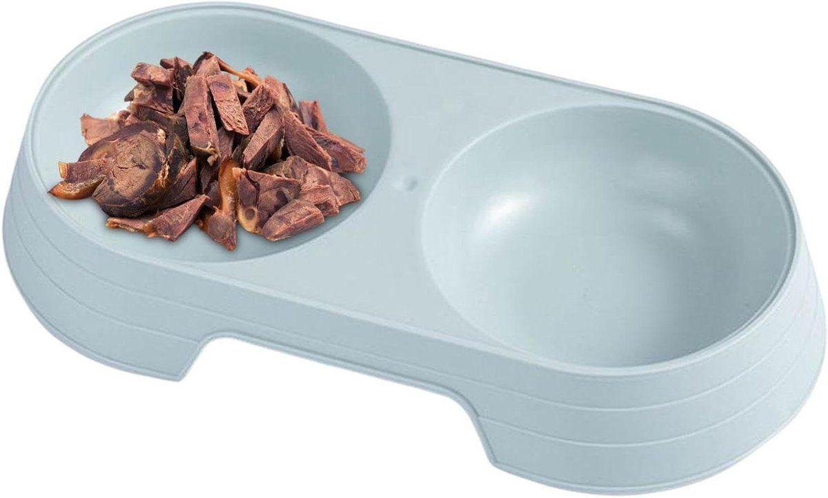 Honden Voederstation - Dubbele Voerbak - Comfortabel Eten - Verhoogd Ergonomisch Design - 23 x 12 cm - Blauw