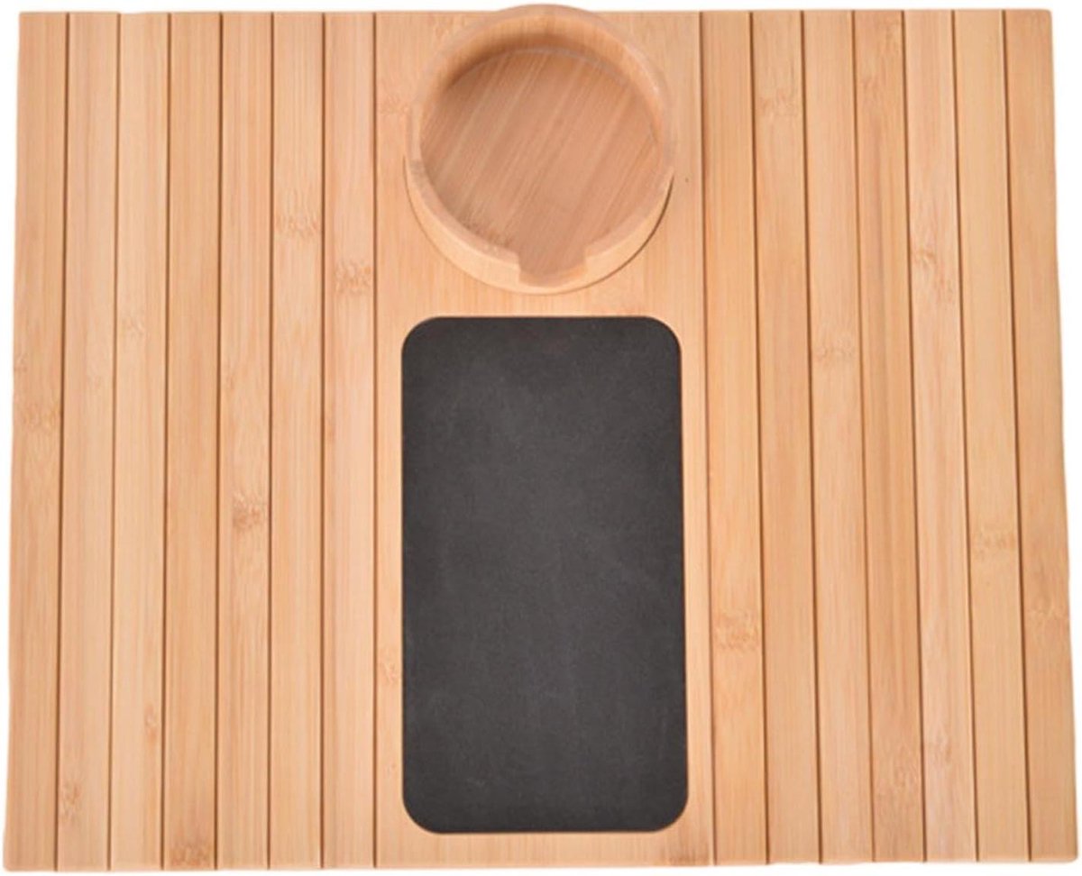 Sfeervolle Sofatablet - Armleuning Organizer - Drankjes Snacks - Opvouwbaar Ontwerp - 41x34 cm - Houtkleur