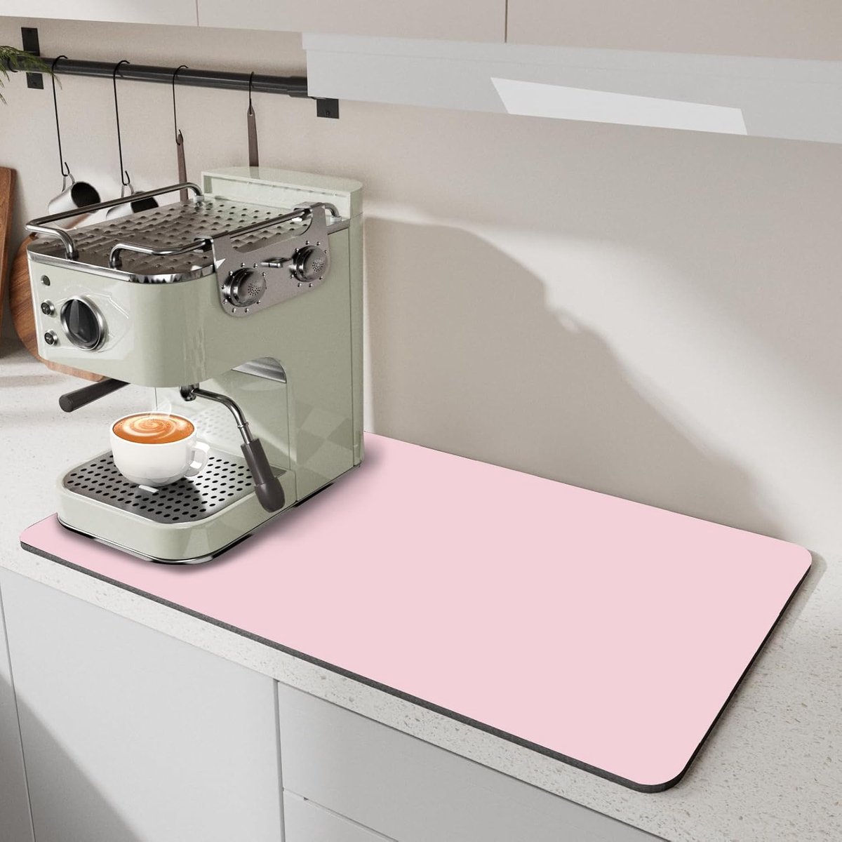 Afdruipmat Voor De Keuken, 40 x 60 Cm Koffiemat Voor Aanrechtbladen, Koffiestationmatten Met Antislip Rubberen Achterkant, Absorberende Afdruipmat Voor Het Aanrecht, Roze