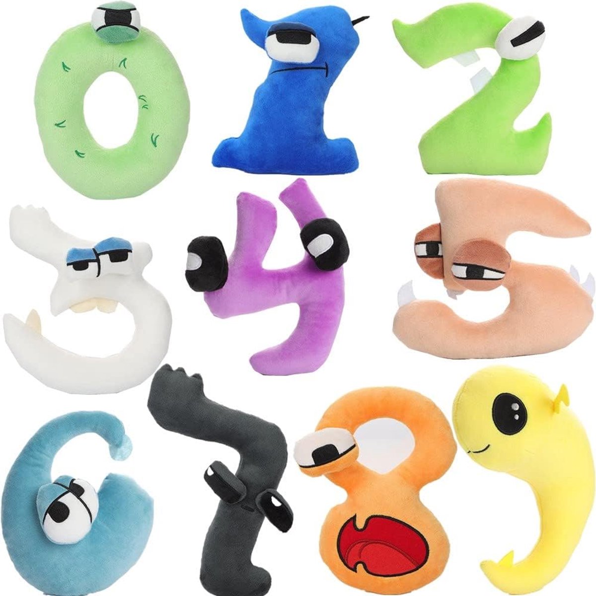 Number Lore pluche sierkussen, pluche speelgoed, 5 stuks pluche 0-4 gevulde figuurpop voor kinderen en volwassenen, verjaardagskeuze voor fans geschenken