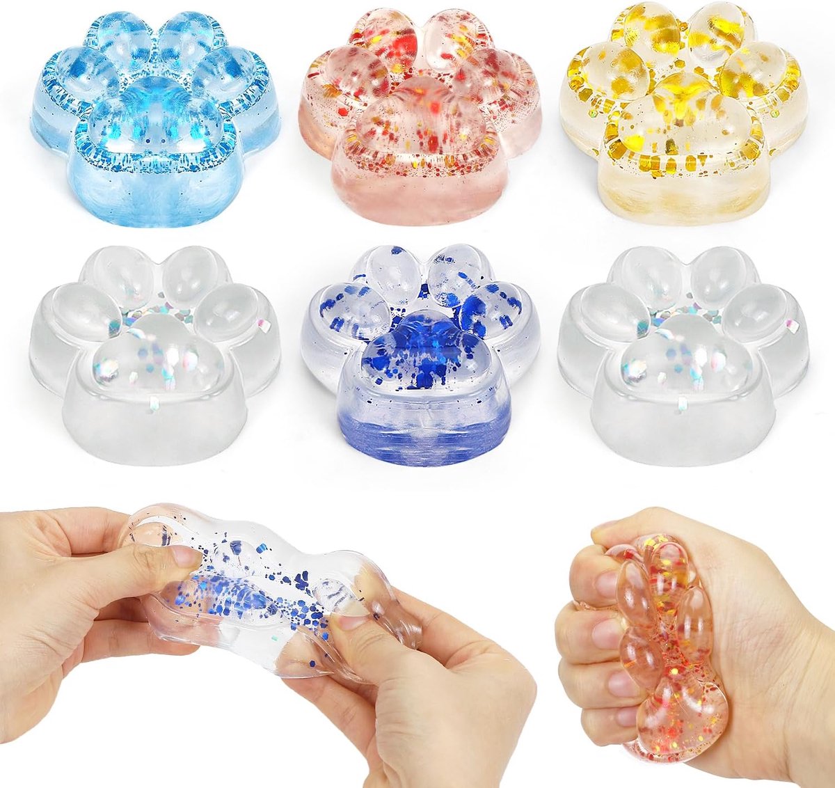 6 stuks kattenspeelgoed, anti-stress speelgoed, grappige kattenpoten, stressvermindering voor kinderen en volwassenen, decompressiespeelgoed, dieren, perfect verjaardagscadeau voor kinderen
