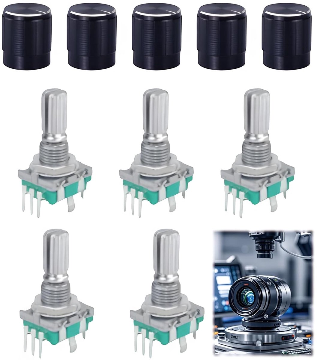 5 stuks roterende encoder, EC11 360 graden draaibaar, module met geïntegreerde schakelaar en 5-pins bediening, digitale potentiometer voor Arduino audio multimedia elektronica auto