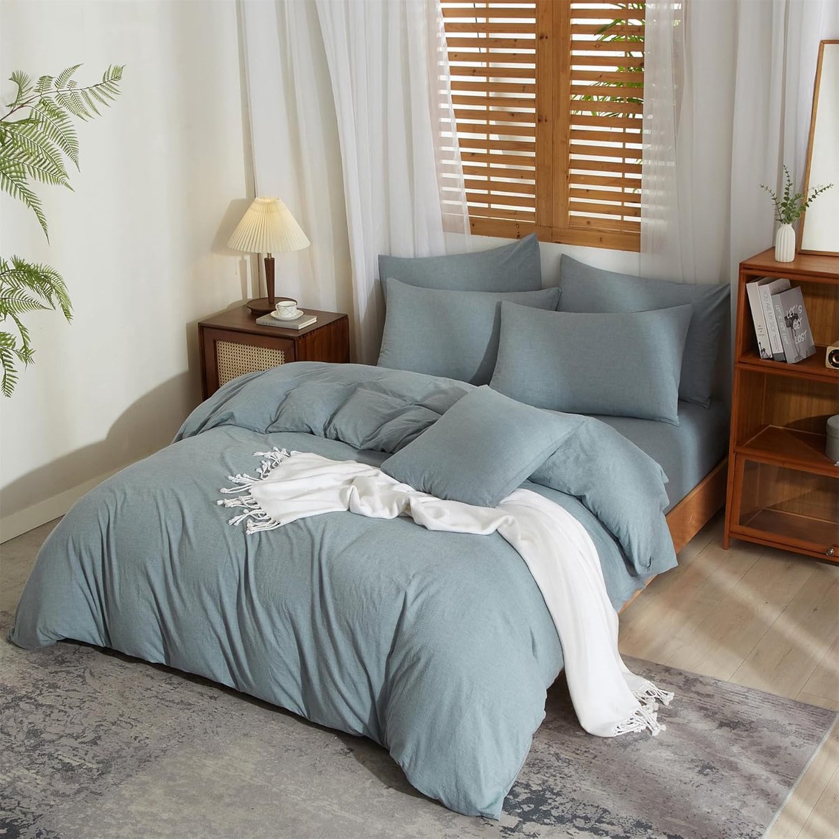 beddengoed, 155 x 220 cm, blauw, modern, ademend, vochtafvoerend