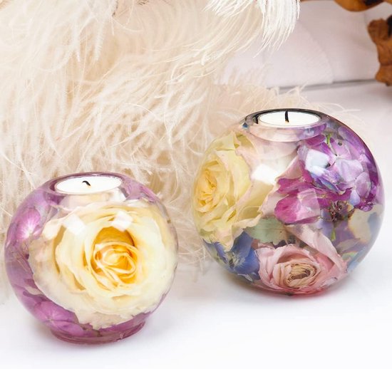 2pcs Tealight Candle Holder Resin Molds, Sphere Candlestick Silicone Molds, Resin Epoxy Votive Candle Holder Molds Silicone for DIY Home Décor (2 Pcs Sphere Mold) — afbeelding 4