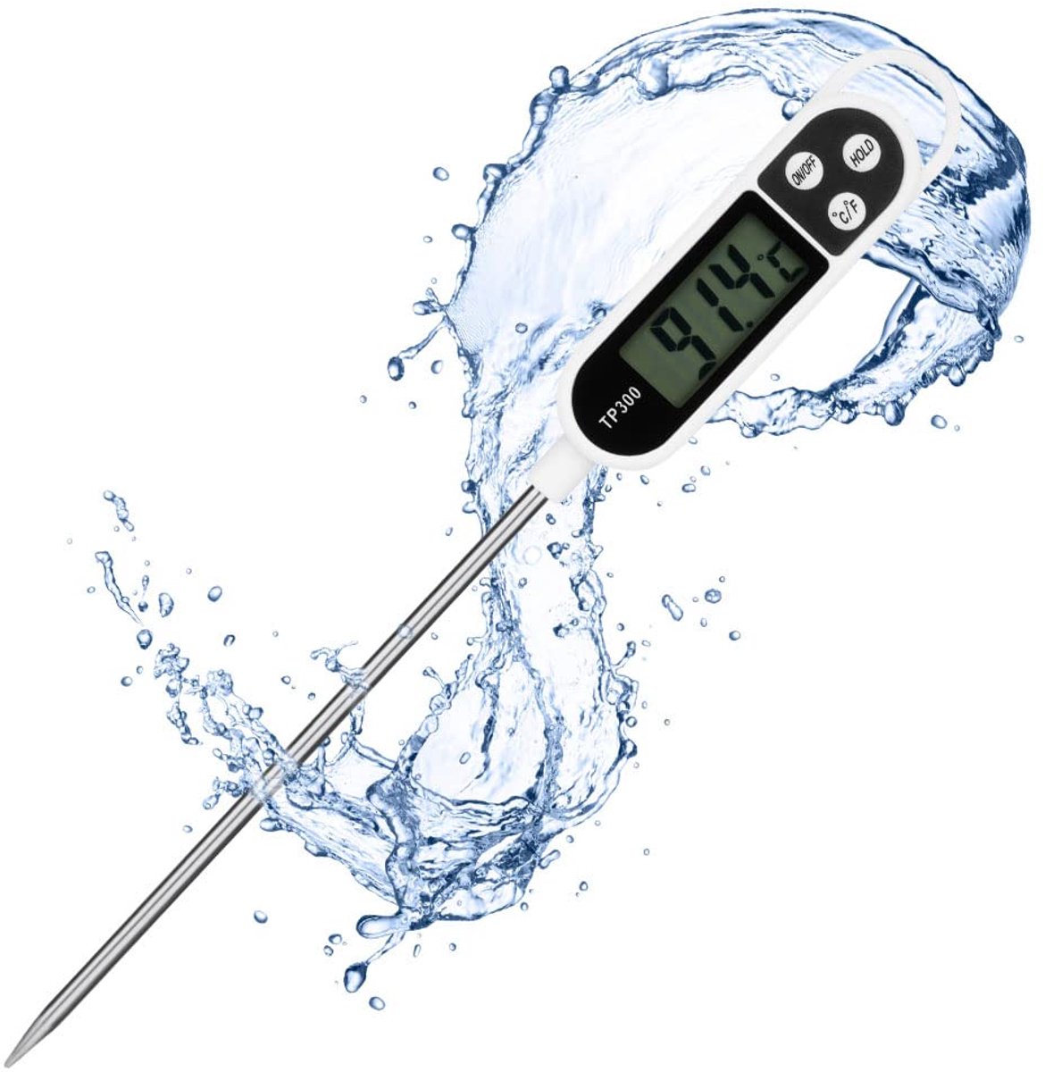 Digitale Braadthermometer, LCD-scherm Instant Read Vleesthermometer voor Keukengrill, Suiker, Melk, Water, Jam, BBQ (Zonder Batterij)