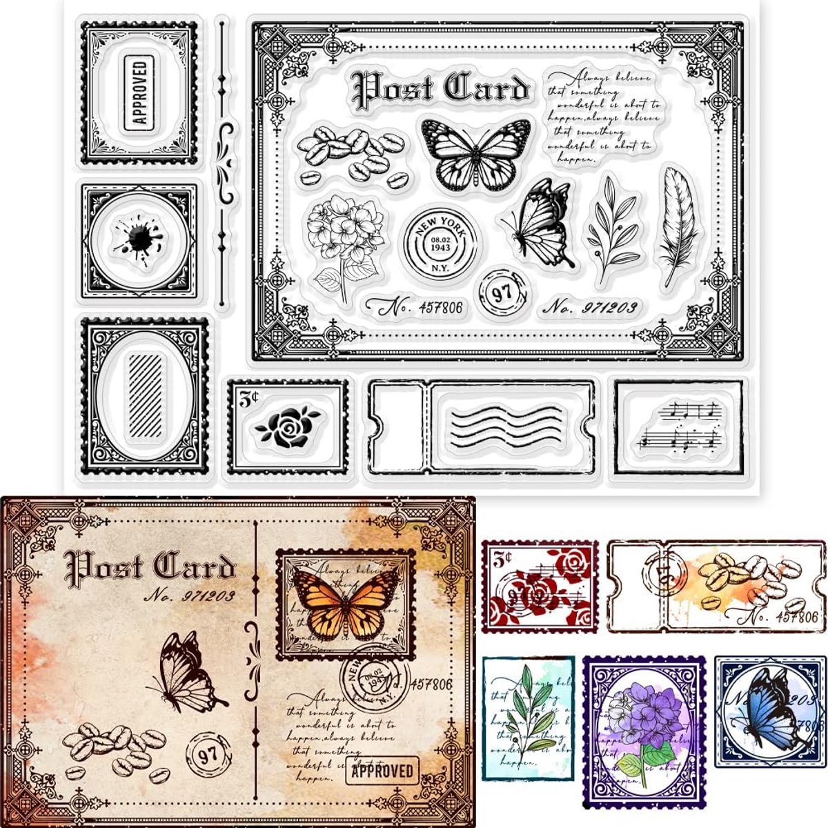 Vintage Postkaart Clear Stempels 14,8x21 cm Retro Postkaart Clear Siliconen Stempels voor Kaarten Maken en Fotoalbum Decor Decoratie en DIY Scrapbooking