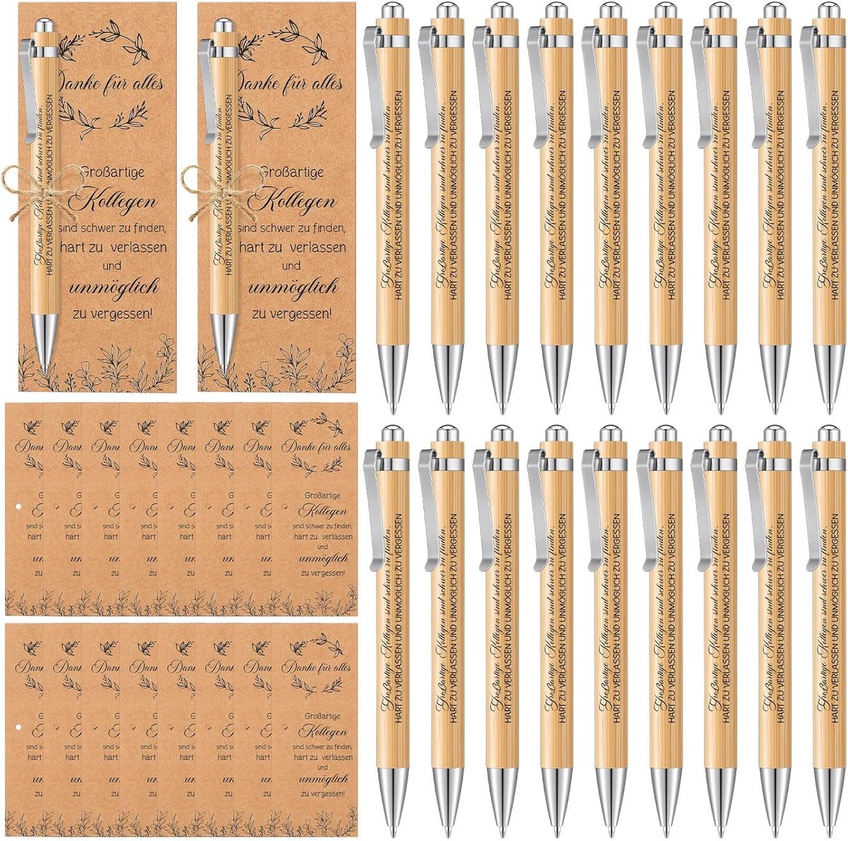 18 stuks afscheidscadeau voor collega's, pensioen jobwissel cadeau, inspirerende drukbalpennen met gravure, kraftpapier bladwijzers (geweldige collega's zijn moeilijk te vinden)