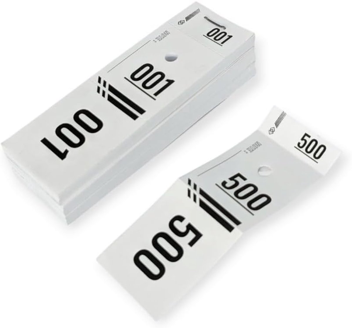 500 afneembare genummerde garderobe-tickets - 4,7x1,6 inch dik papier