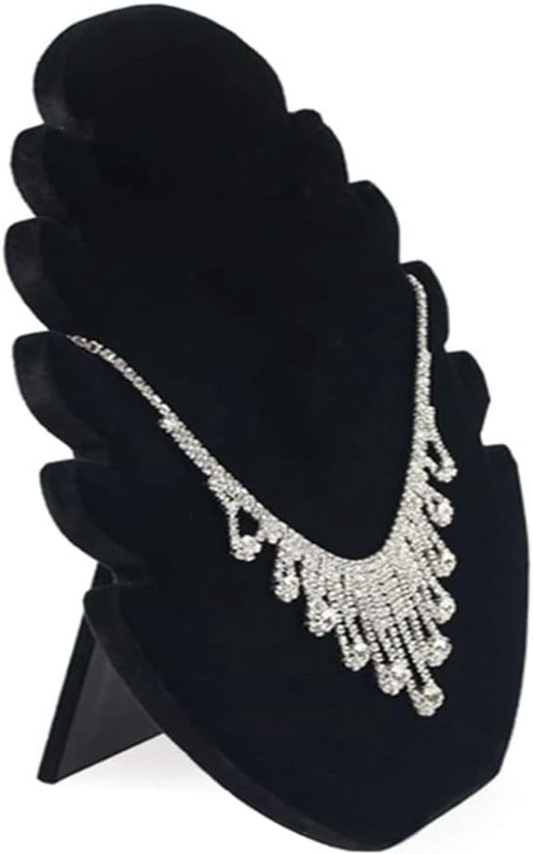 Elegante Sieradenstandaard met 5 Notches voor Kettingen, Armbanden en Accessoires - 20 x 28 cm, Zwart en Ruim