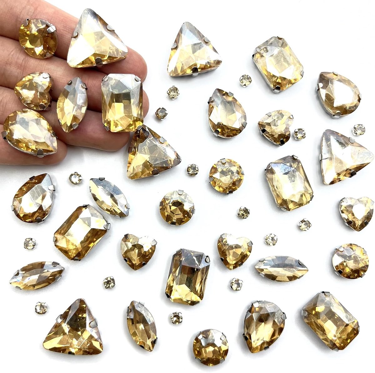 236 stuks strass-steentjes om op te naaien, 7 vormen van