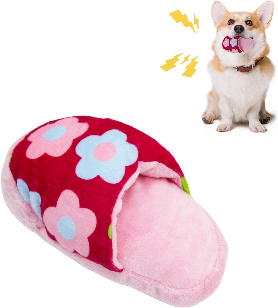 Pluche hondenspeelgoed, schattige pluche pantoffels, speelgoed, interactief hondenspeelgoed voor middelgrote honden en puppy's, duurzaam knuffeldier, kauwspeelgoed voor vermindering (roze