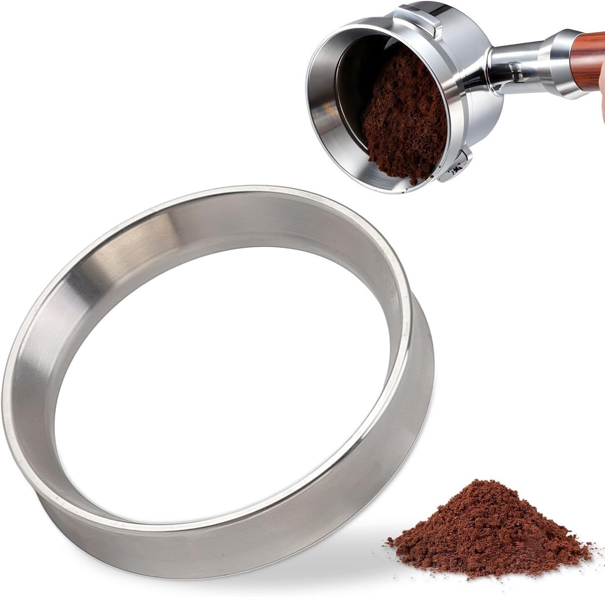RVS Espresso Dispensing Funnel voor Portafilter Doseringsring voor Koffie Magnetisch en Precisie Geschikt voor 51-58.3mm Portafilters