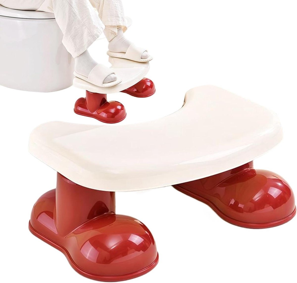 Ontlastingskruk Toilet - Voetenbankje Hurken - Verbeteren Zithouding - Antislip Ontwerp - 265 cm Breed - Rood