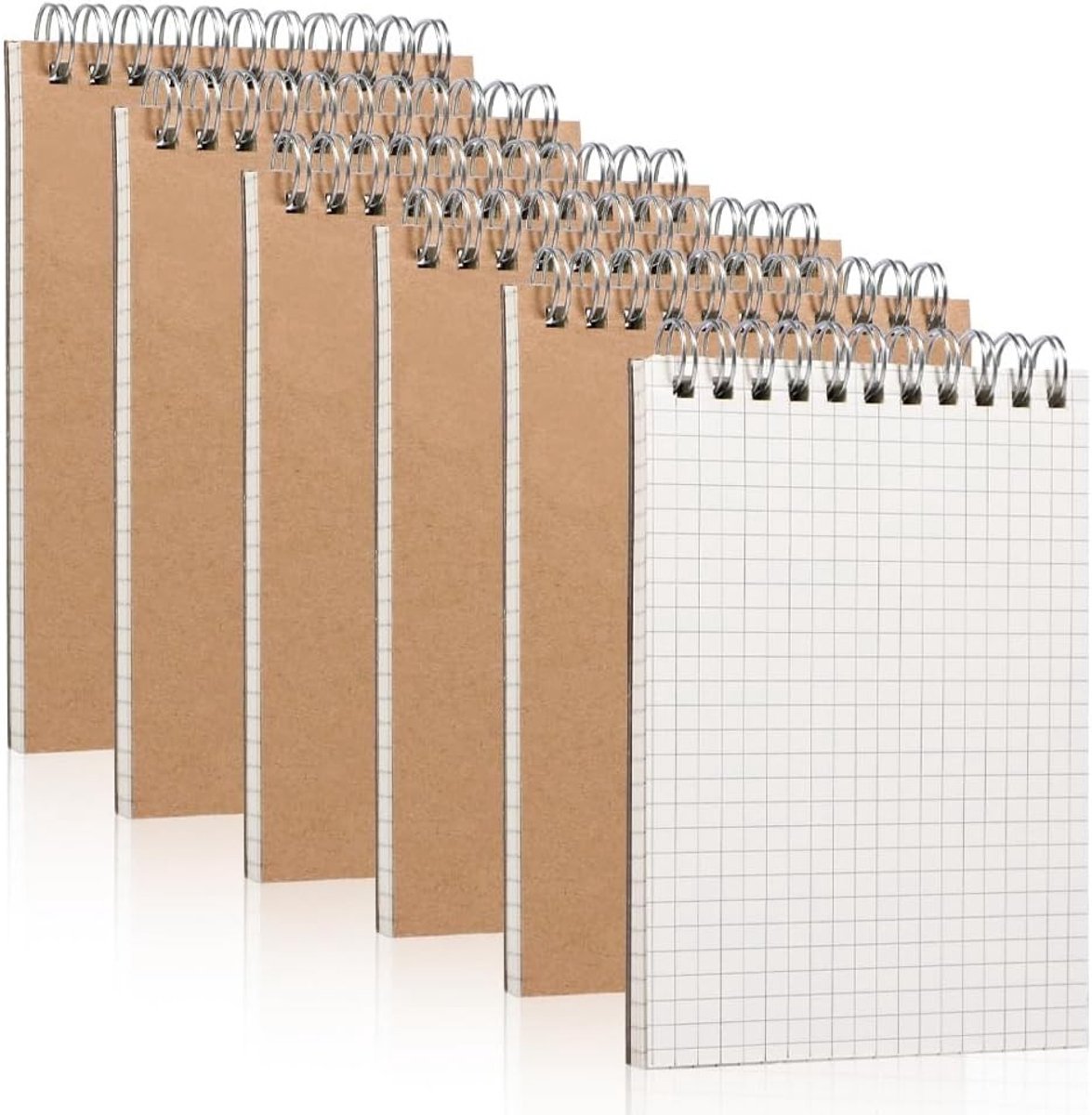Set van 6 Notitieblokken A6 met Spiraalbinding en Kraft Cover - Ideaal voor School en Kantoor