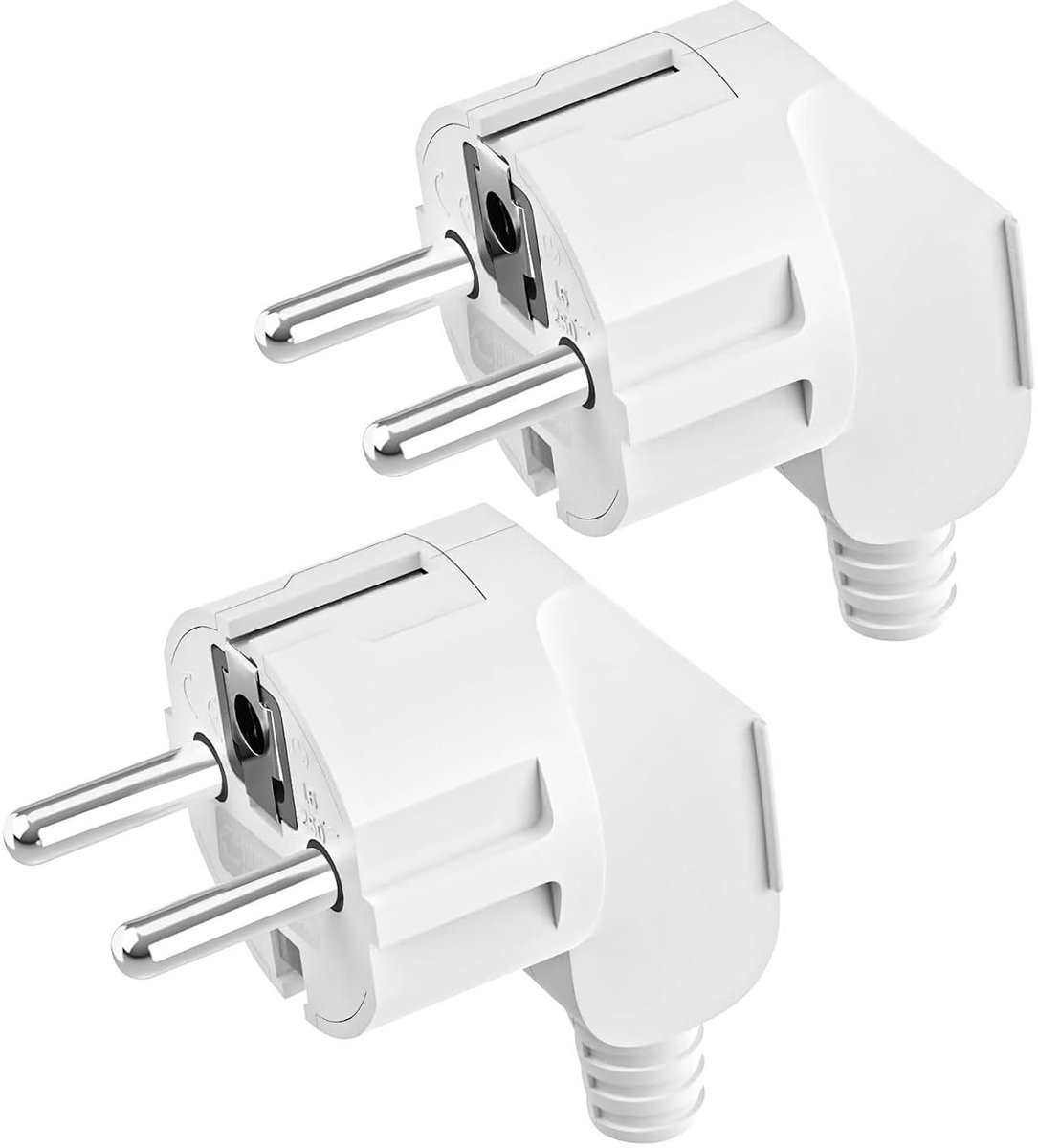 2 stuks Euro-stekkers, 250V 16A Euro stroomstekker, aardingscontact stekker, euro-stekker voor 8-10mm kabel, IP44, duurzaam Voor stekker, verlengstekker, eurostekker voor kabels van 8 tot 10 mm, voor kleine huishoudelijke apparaten