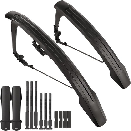 Fiets Spatborden Set - Spatlappen Fiets - Fietsen in Weer - Snelle Bevestiging - Universeel - Zwart