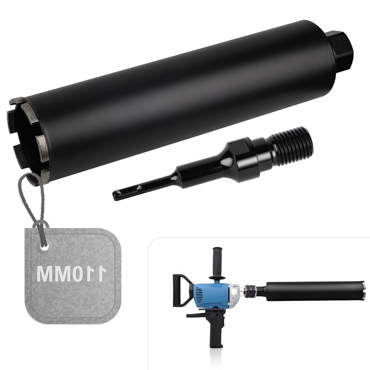 Diamantboorkroon - Kernboor Betonboor - Metselwerk Boren - Met SDS Plus Adapter - 110 mm x 420 mm - Zilver