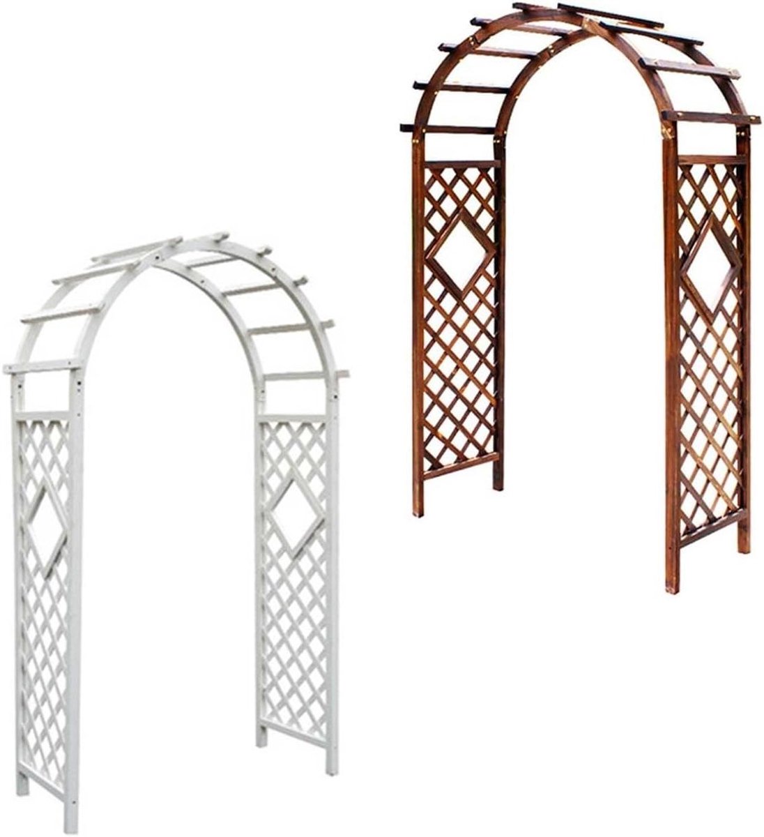 Houten Tuinboog - Rozenpergola Decoratie - Klimplanten Ondersteunen - Elegant Roosterontwerp - 140 cm - Bruin