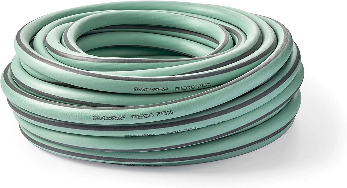SnelShoppen - 50 m Irrigatieslang 3/4 Inch van Gerecycled Plastic, Antiknik, UV-bestendig, Algenwerend, Ultra-geheugen, Kleur Salie voor Tuin en Buite
