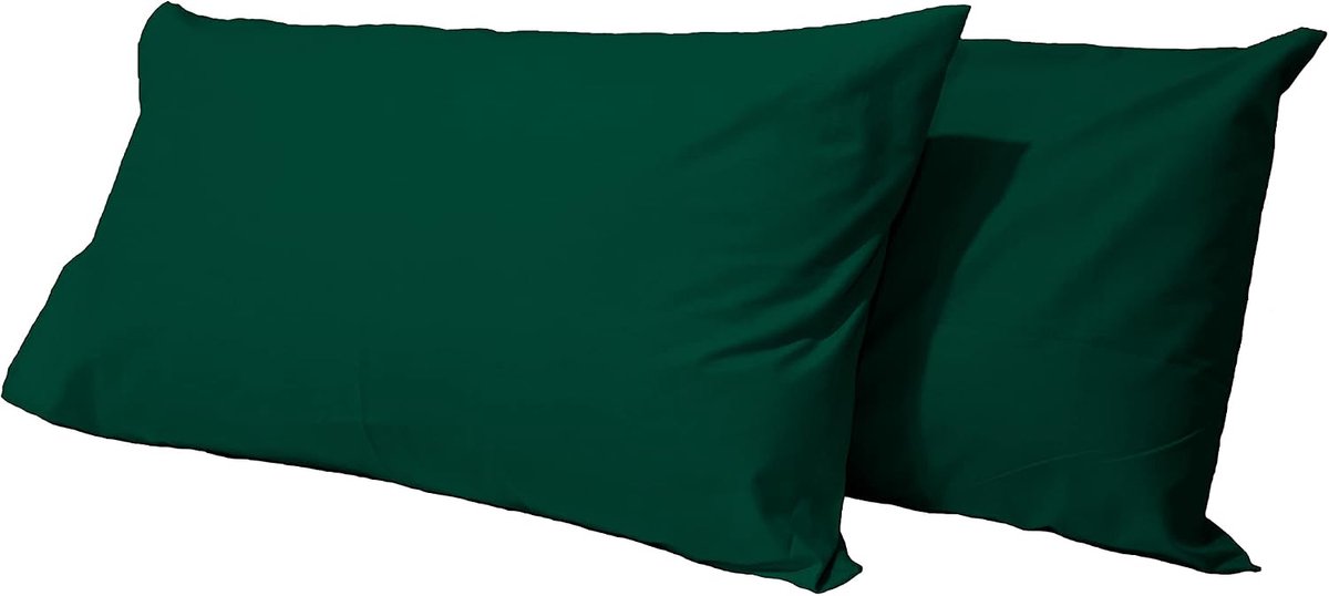 SnelShoppen - Kussensloop Set 100% Katoen 2 Stuks 50 x 80 cm Met Envelope Sluiting Zacht Ademend Voor Hoofdkussens Kleur Groen