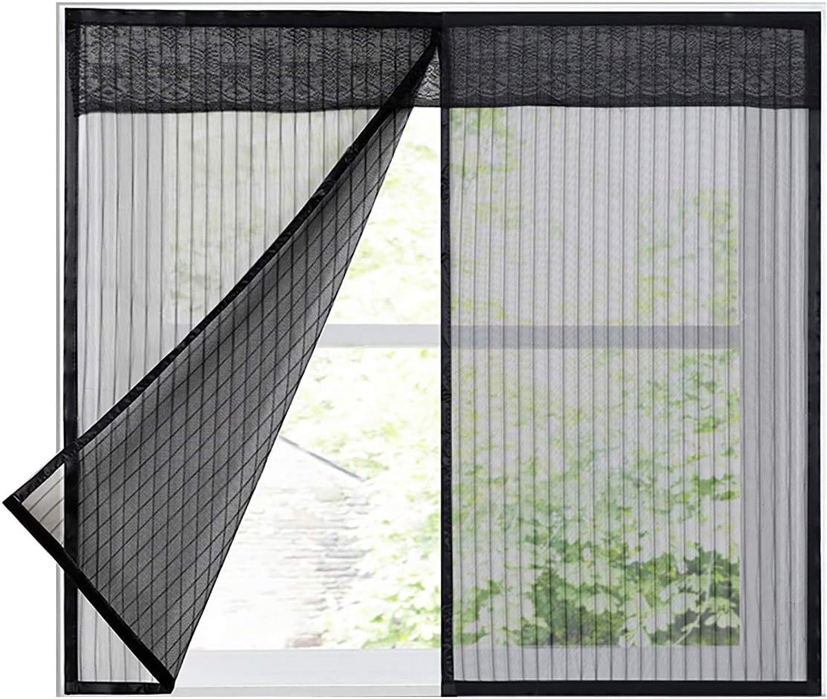 SnelShoppen - Vliegenhor voor Raam, Magnetisch Muggennet, Effectieve Muggenbescherming met Magneetband, Zwart, 110 x 150 cm, Ideaal voor Huis, Tuin en