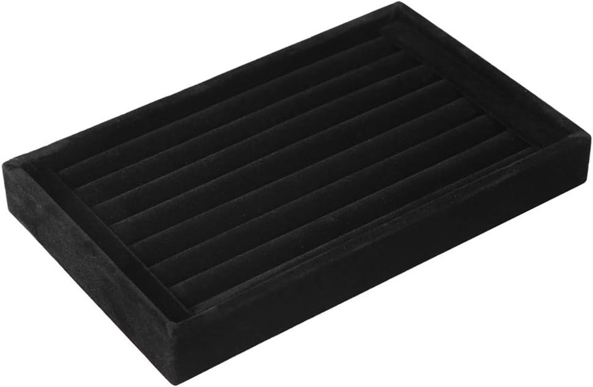 SnelShoppen - 4 Kleuren Ring Display Lade Slot, Mode Sieraden Organizer Houder Doos Showcase Flanel Ring Showcase voor Ringen Oorbellen (Zwart)