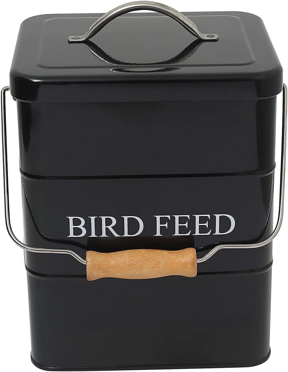 SnelShoppen - Vogelzaad Opbergblik met Deksel - Metaal, 2 Pond Capaciteit, Wit Coating, Ideaal voor Tuin, Buitengebruik en Vogels Voeden