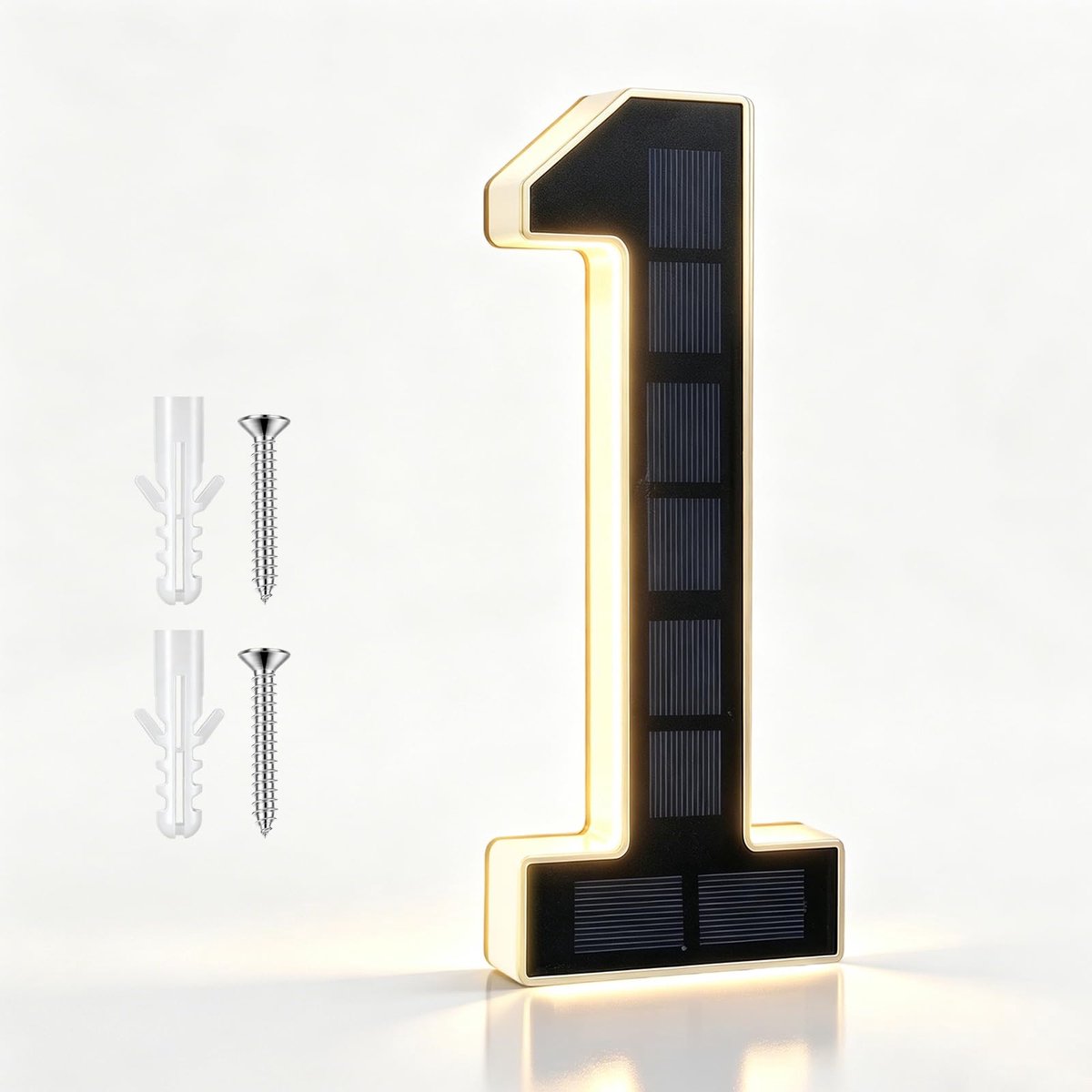 SnelShoppen - 9 Inch Solar Huisnummer Verlichting Voor Buiten Waterdicht LED Huisnummerbord Zonne-energie Groot Zwart IP44 Voor Huizen Appartementen H