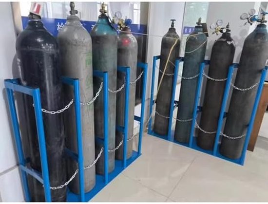 Gasfleshouder - Cilinderrek Zuurstof - Veilige Opslag - Verstelbare Ketting - 100 cm - Zwart — afbeelding 2