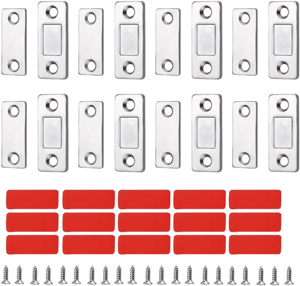 Set van 8 magnetische deurvangsten, ultradunne zelfklevende kastmagneten, lade, magnetische sluitstrips voor kast, kledingkast, schuifdeur (zilver)