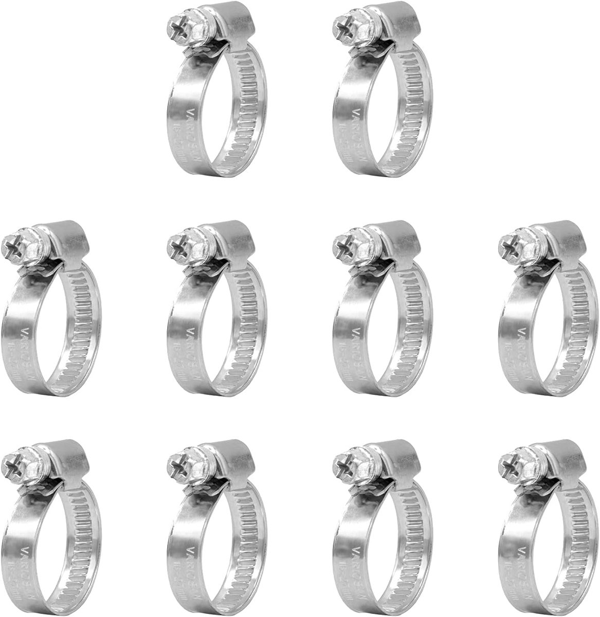 Set slangklemmen 13620, 10 stuks, spanbereik 16-27 mm, bandbreedte 9 mm, W4 (roestvrij staal/V2A)
