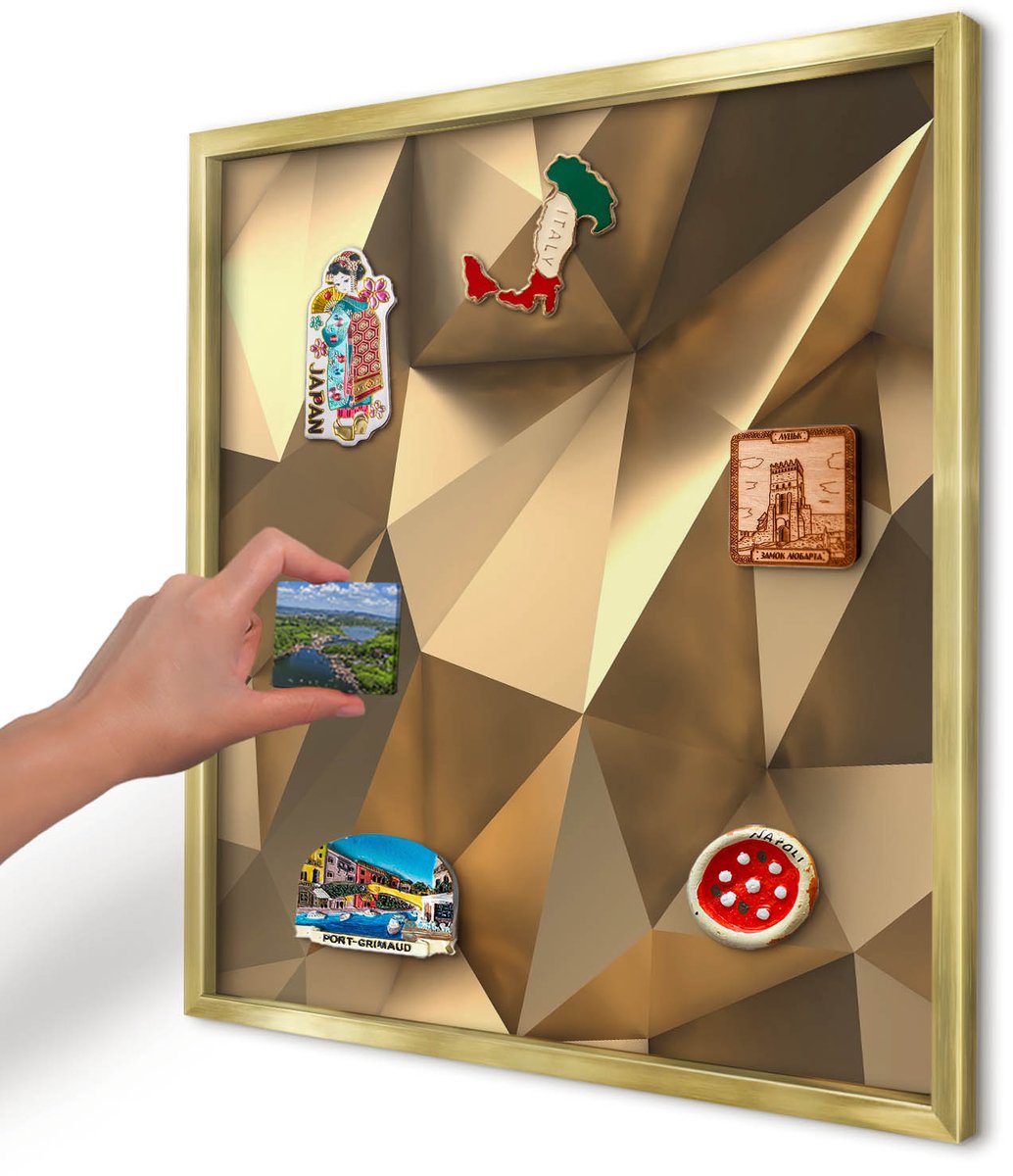 Artprintcave Bruin Magneetbord mit Gouden Frame - 50x50 cm - Warme Geometrie Magneet Bord mit Frame - Geometrische Magneetbord Voor Keuken - Geometrische