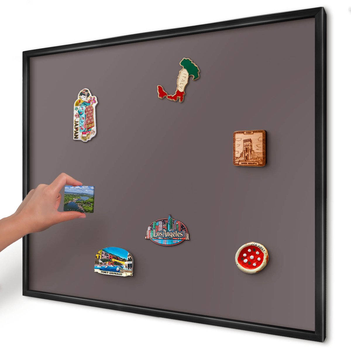 Artprintcave Bruin Magneetbord mit Zwart Frame - 80x60 cm - Vervaagd Bruin Magnetisch Bord - Minimalist Magneet Bord mit Frame - Achtergronden En Patronen