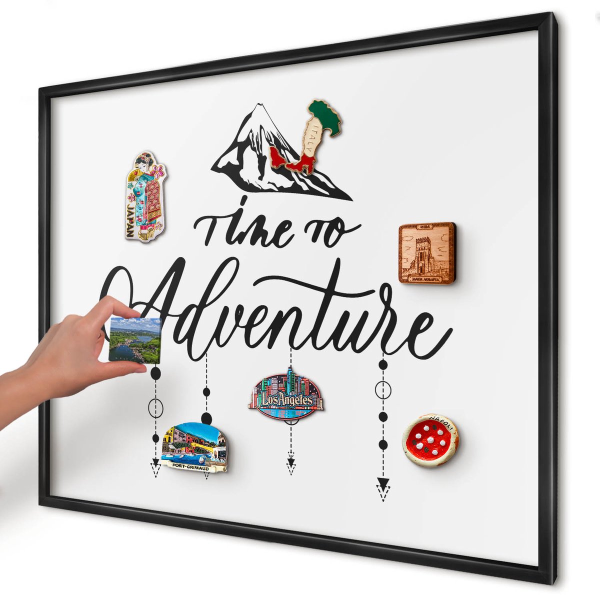 Artprintcave Wit Magneetbord mit Zwart Frame - 80x60 cm - Bergavontuur Wandbord Magnetisch - Modern Magnetisch Bord Voor Magneten - Teksten