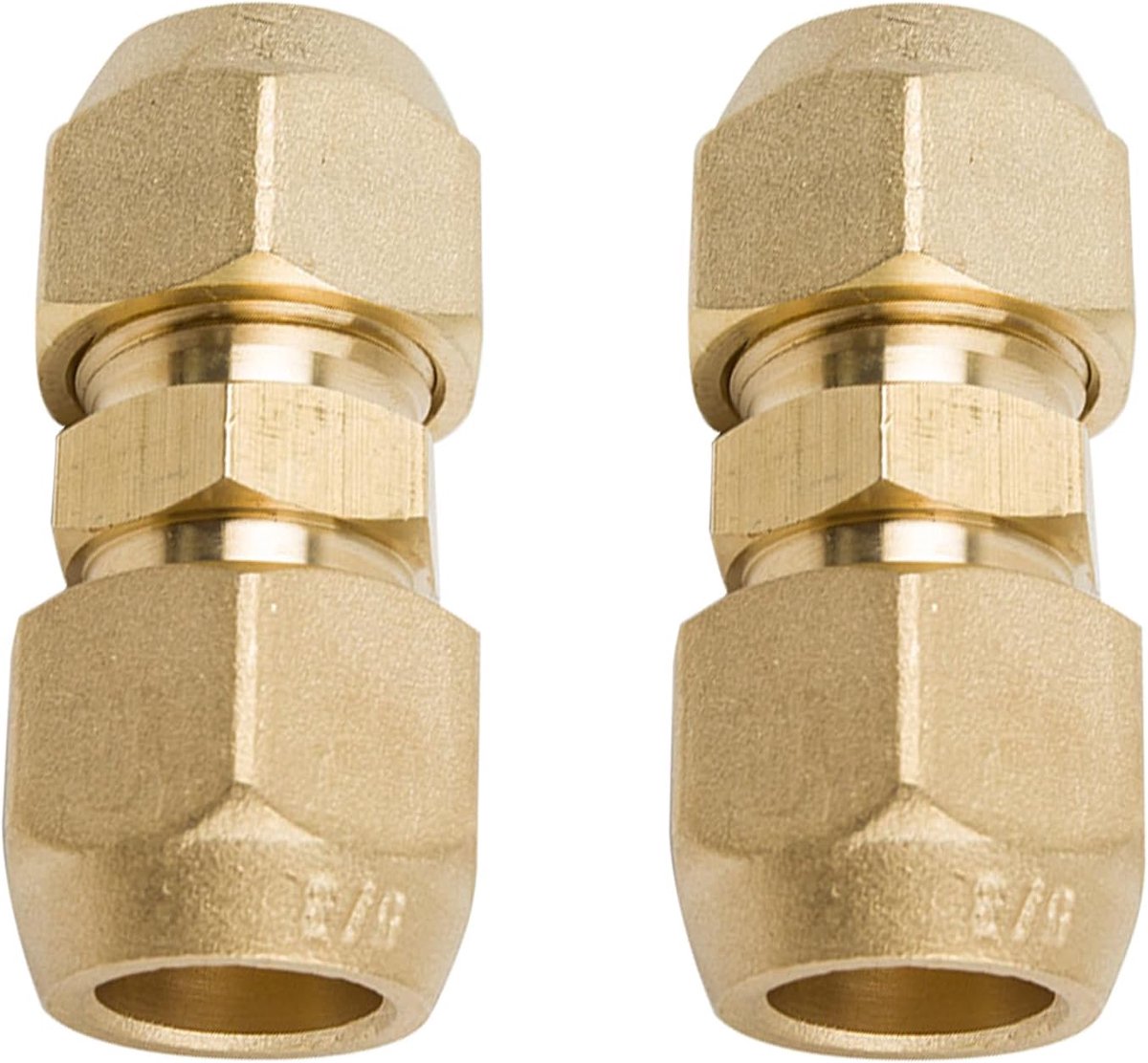 5/8 airconditioning-schroefverbindingsset, 2 stuks dubbele nippel voor koperen buizen, koperen buisverlenging voor scharnierende dubbele verbinding, koperen buisdiameter voor slagmoer, 15,88 mm